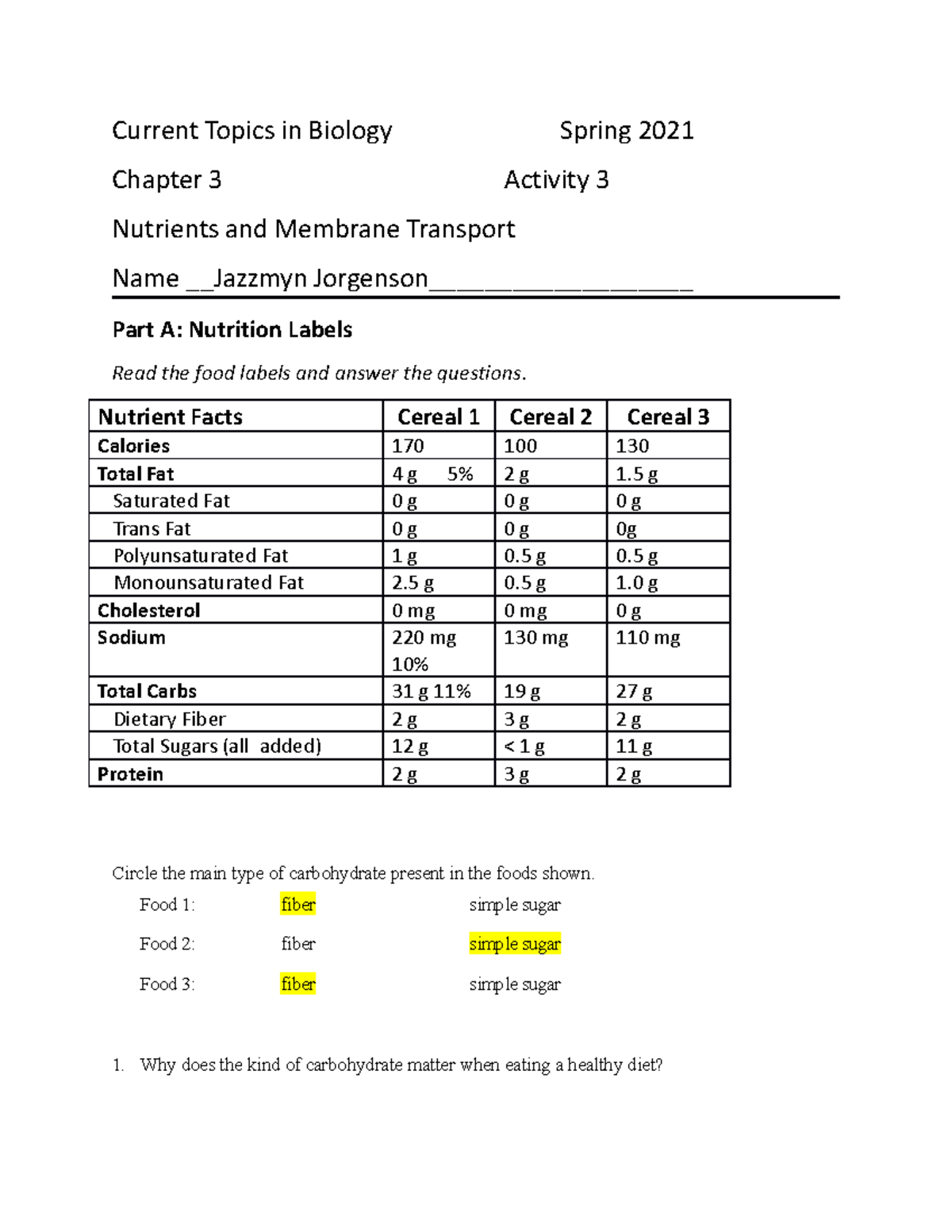 biology chapter 3 homework