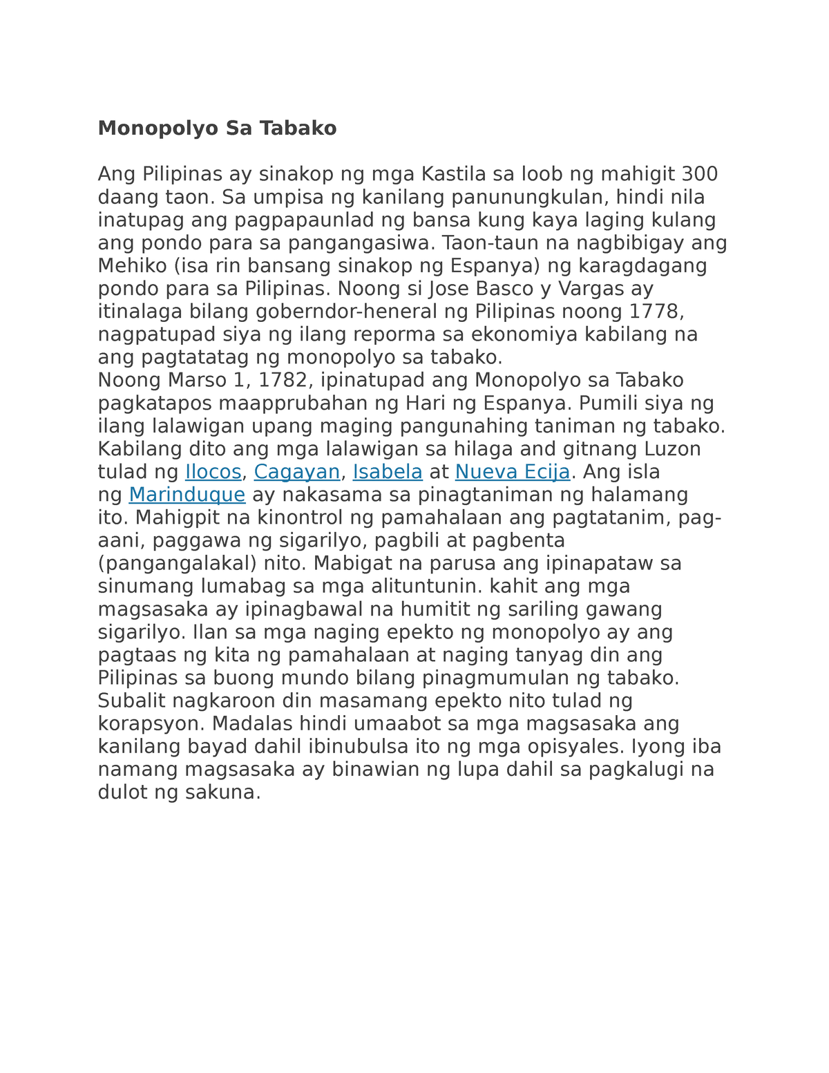 Monopolyo Sa Tabako - Sample - Monopolyo Sa Tabako Ang Pilipinas Ay ...