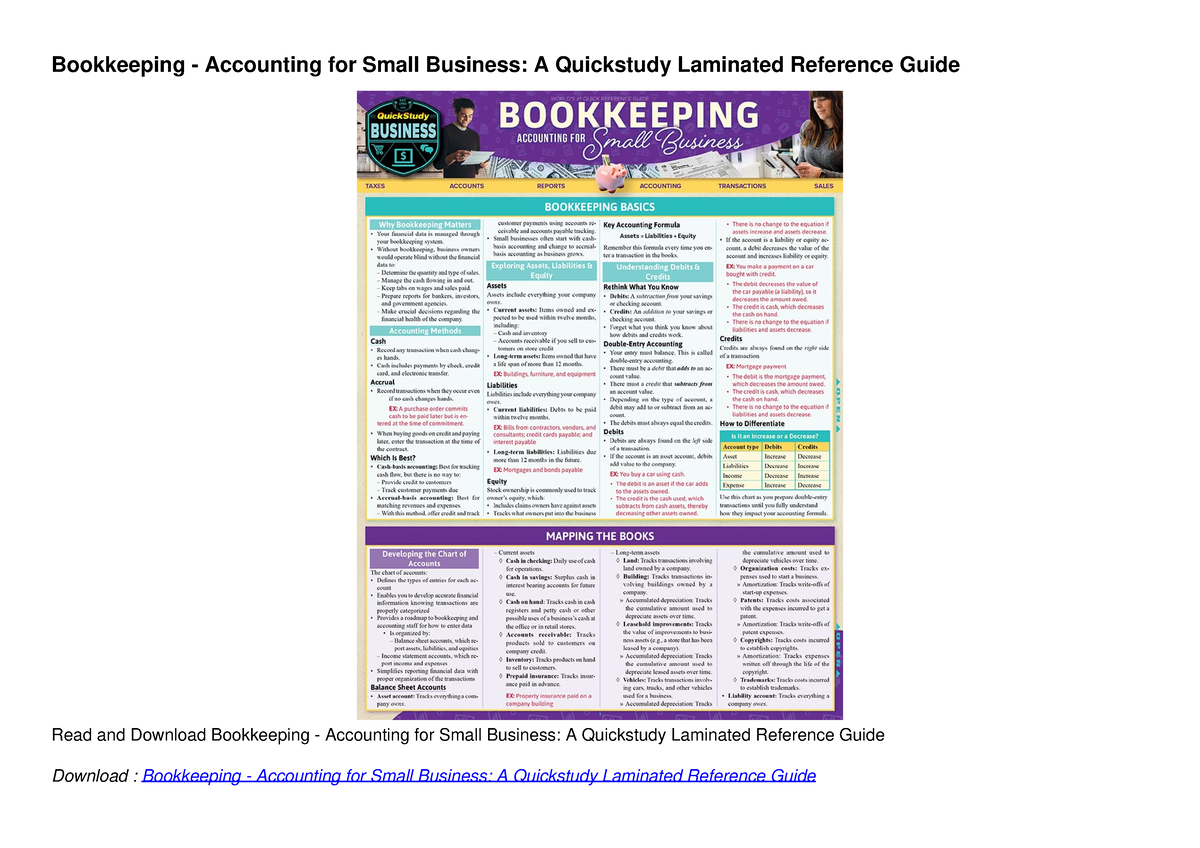 PDF/READ Bookkeeping - Accounting For Small Business: A Quickstudy ...