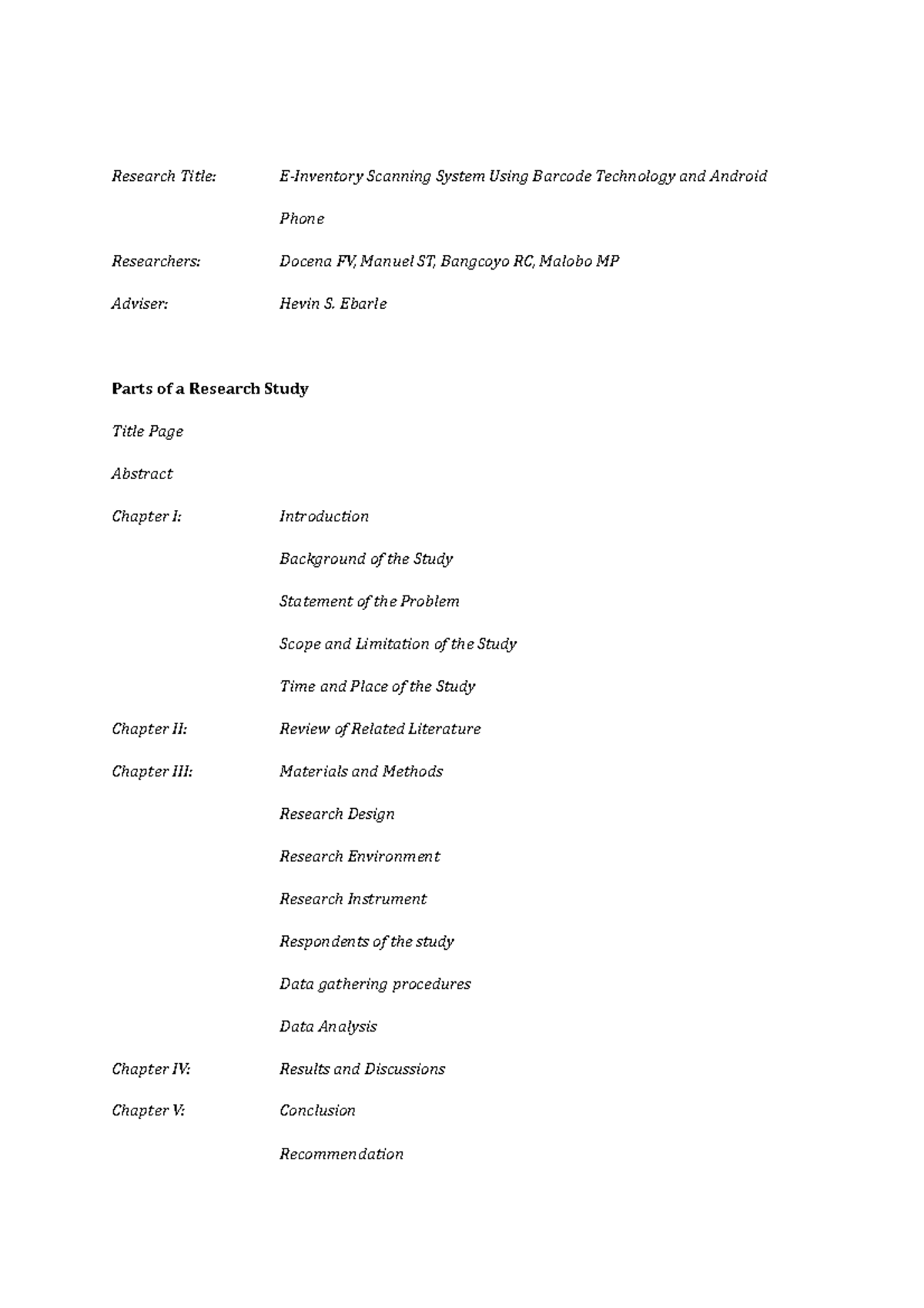 Template - Research Title: E-Inventory Scanning System Using Barcode ...