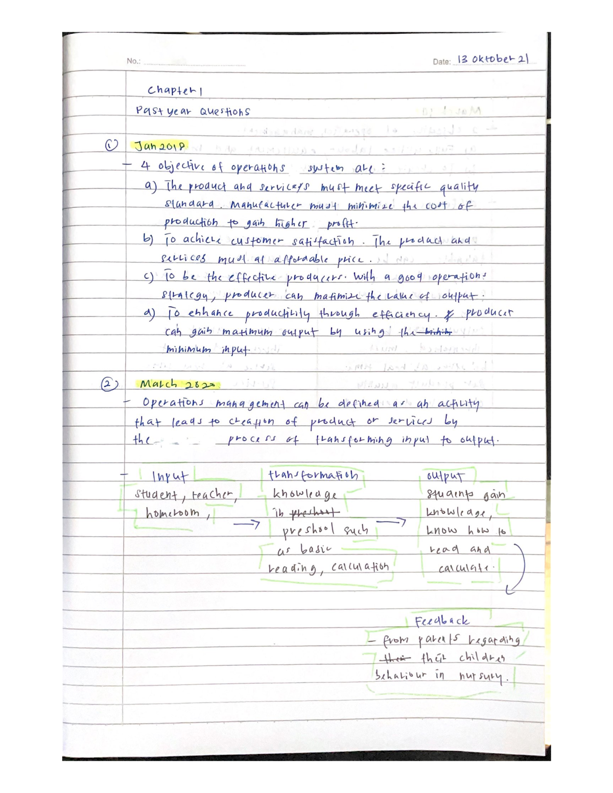 Exercise chapter 1 - Azziqqurul Hakim - MGT345 - operation management ...