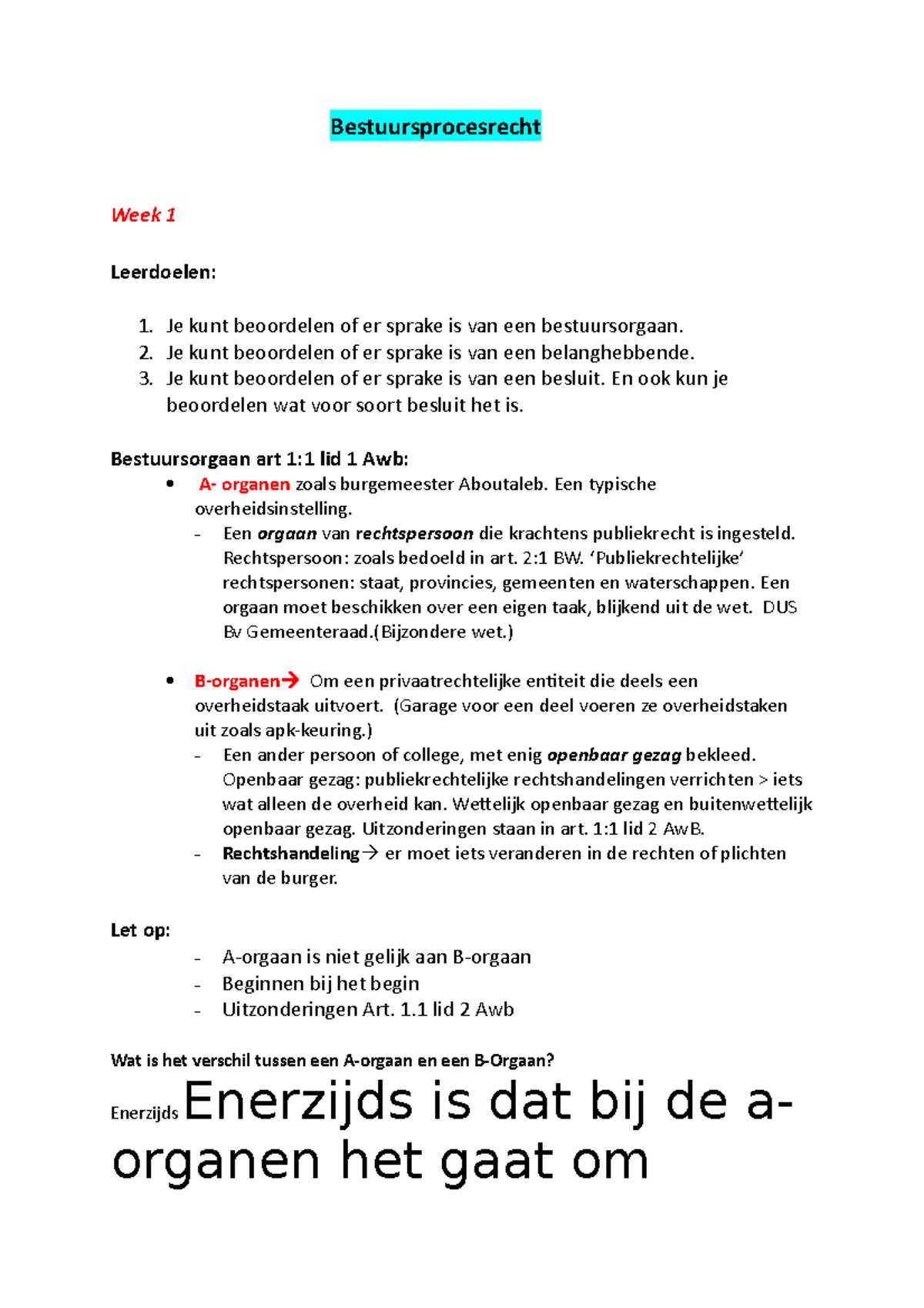 Bestuursprocesrecht Samenvatting - Bestuursprocesrecht Week 1 ...