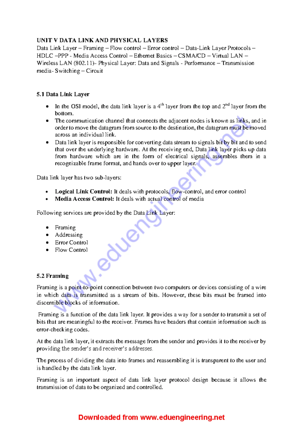 CS3591 CN UNIT 2 Note - 1 Unit 11: Transport Layer Introduction ...