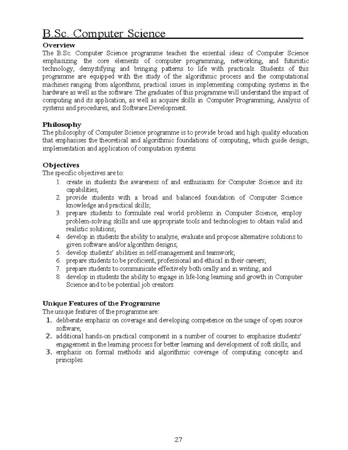 Ccmas Computer Science Course Structure 29 August - New B. Computer ...