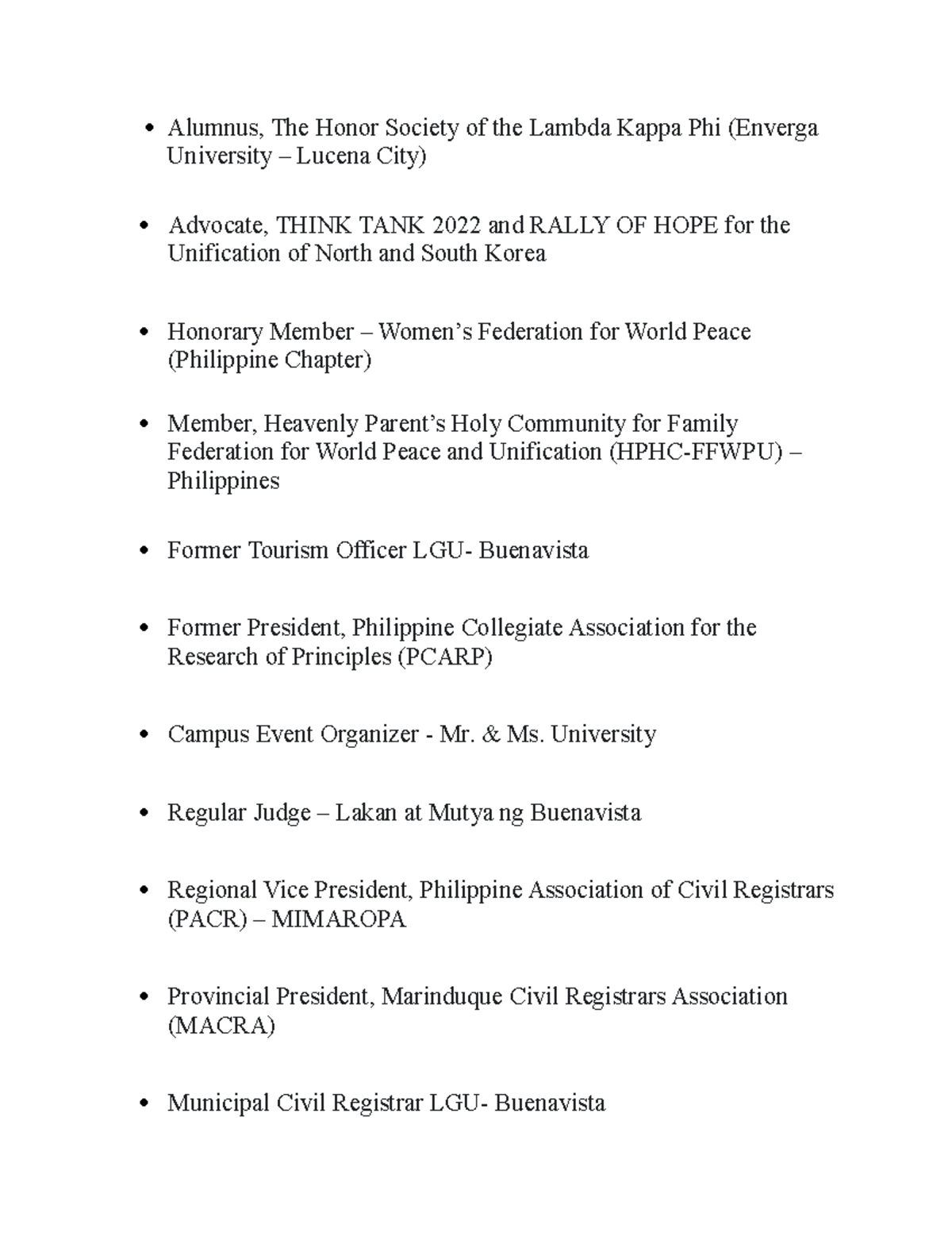 Papa-Judge-Bukas - Credential of a judge. - Alumnus, The Honor Society ...