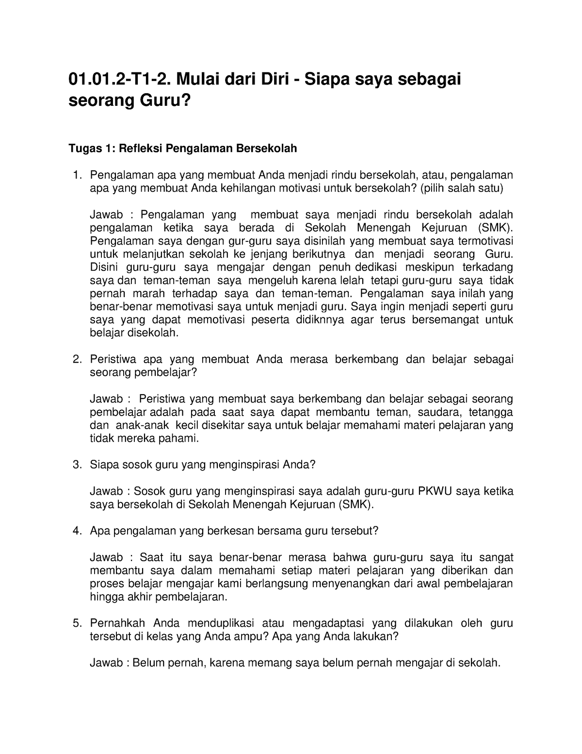 01.01.2-T1-2. Mulai Dari Diri - Siapa Saya Sebagai Seorang Guru - 01.01 ...