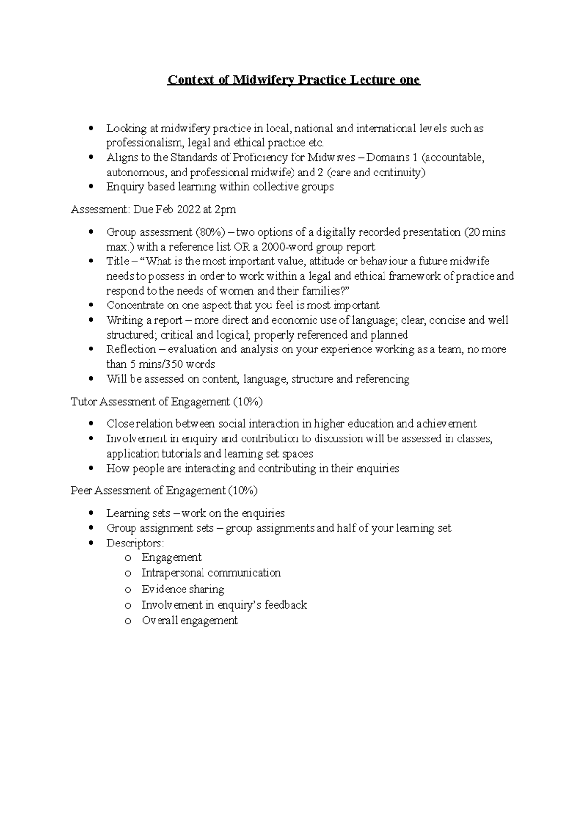 Context Of Midwifery Practice Lecture 1 - Aligns To The Standards Of ...