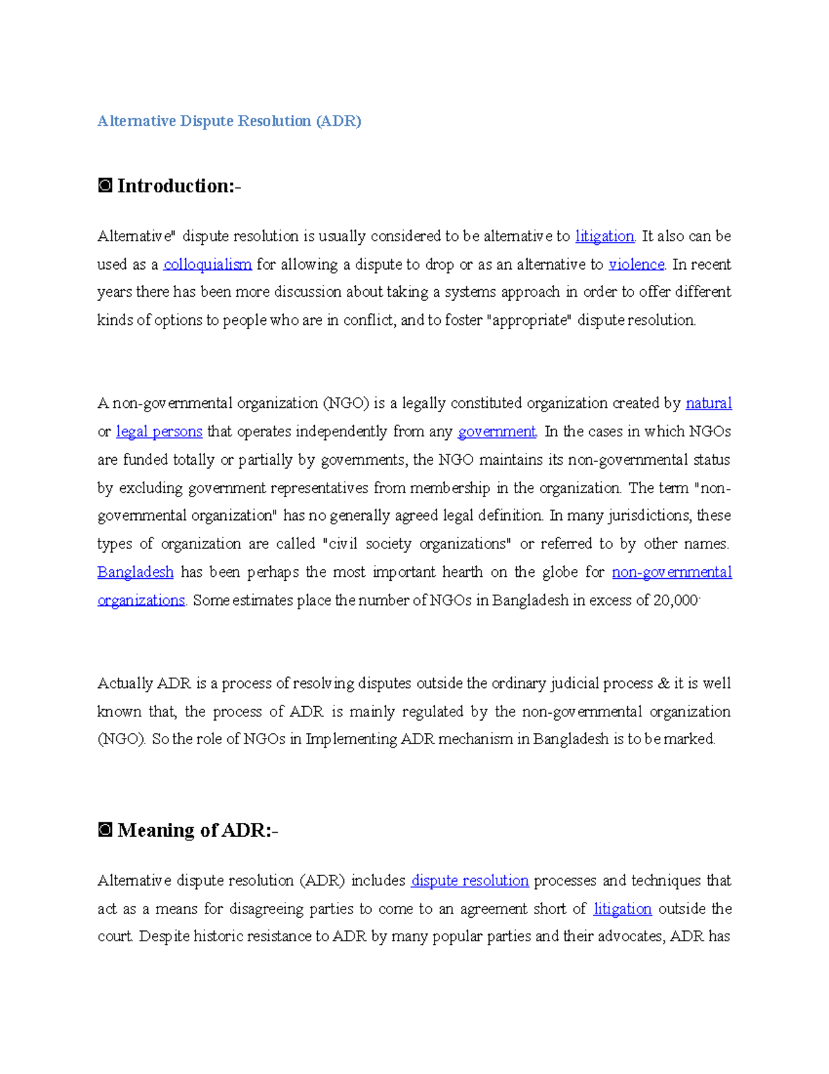 ADR - ADR - Alternative Dispute Resolution (ADR) Introduction ...