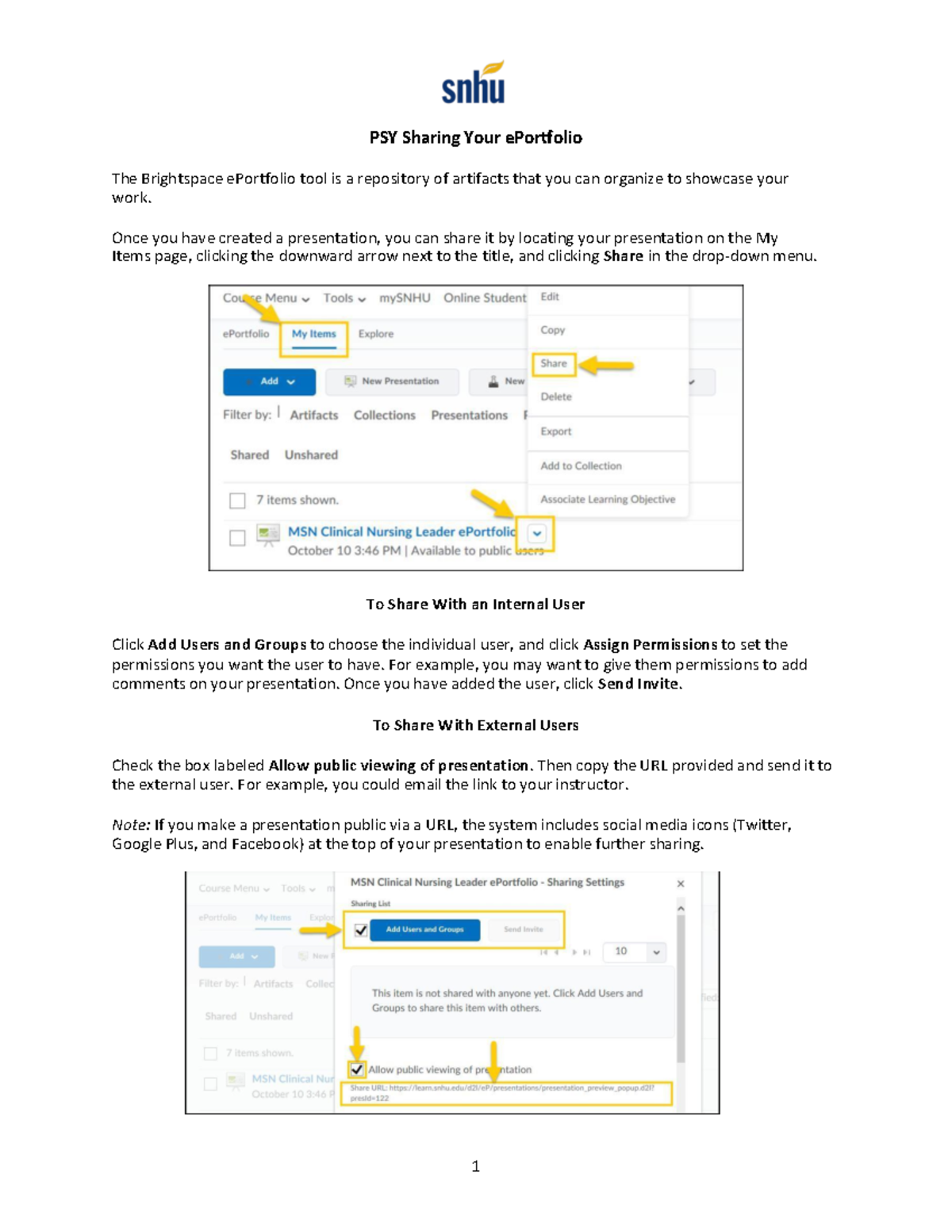 Sharing Your E Portfolio Studocu