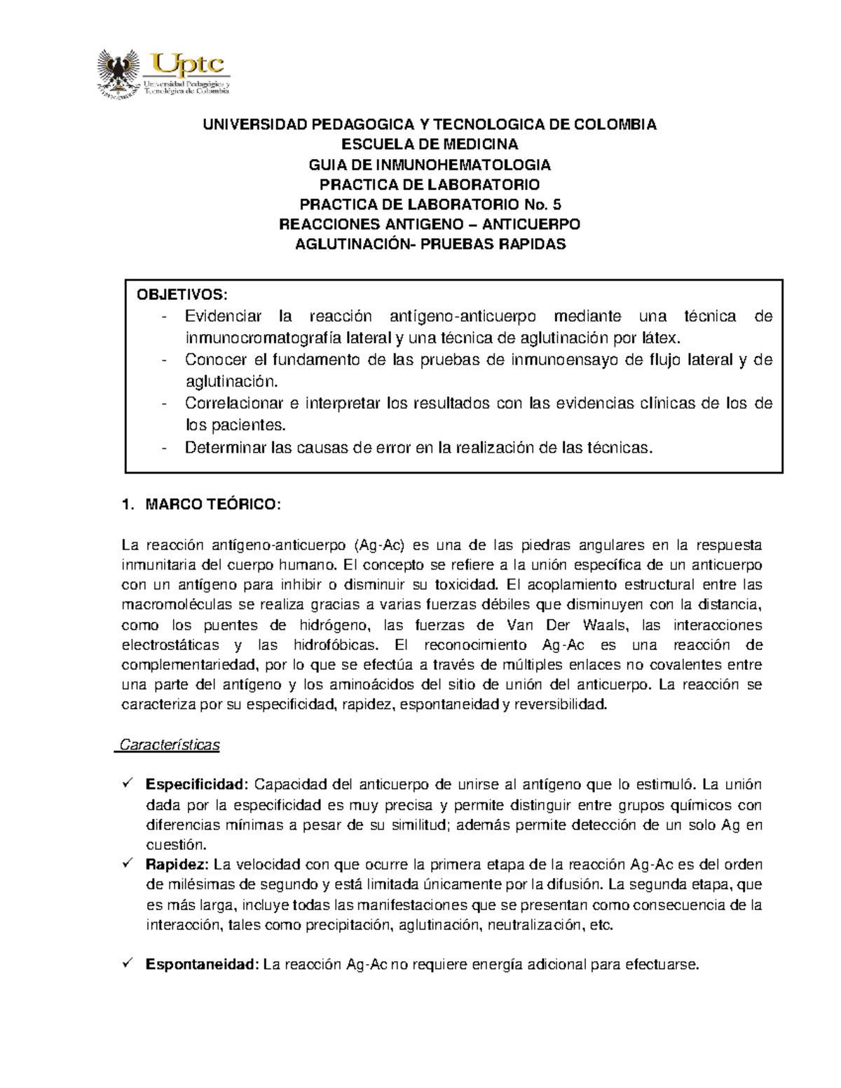 Practica N°5 Inmuno Reaccion Ag Ac 2022 08 02 Universidad Pedagogica Y Tecnologica De 3330