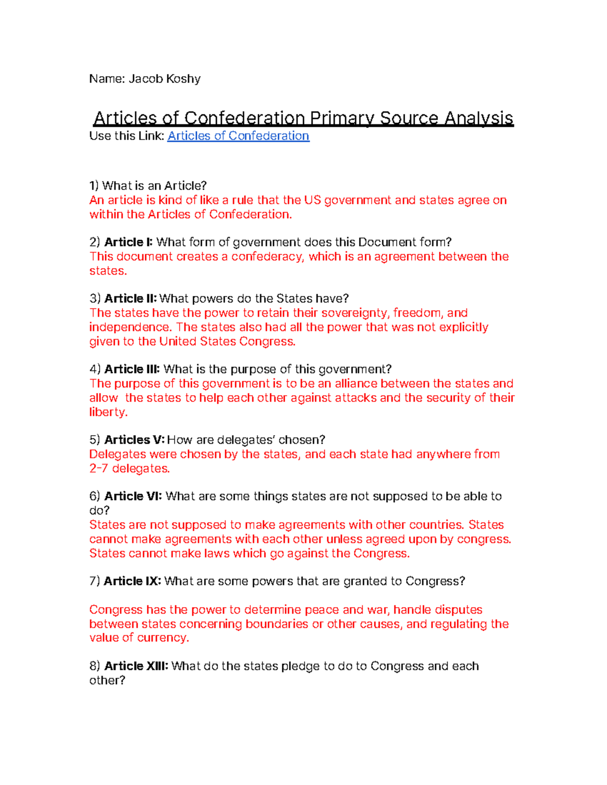 articles of confederation argumentative essay