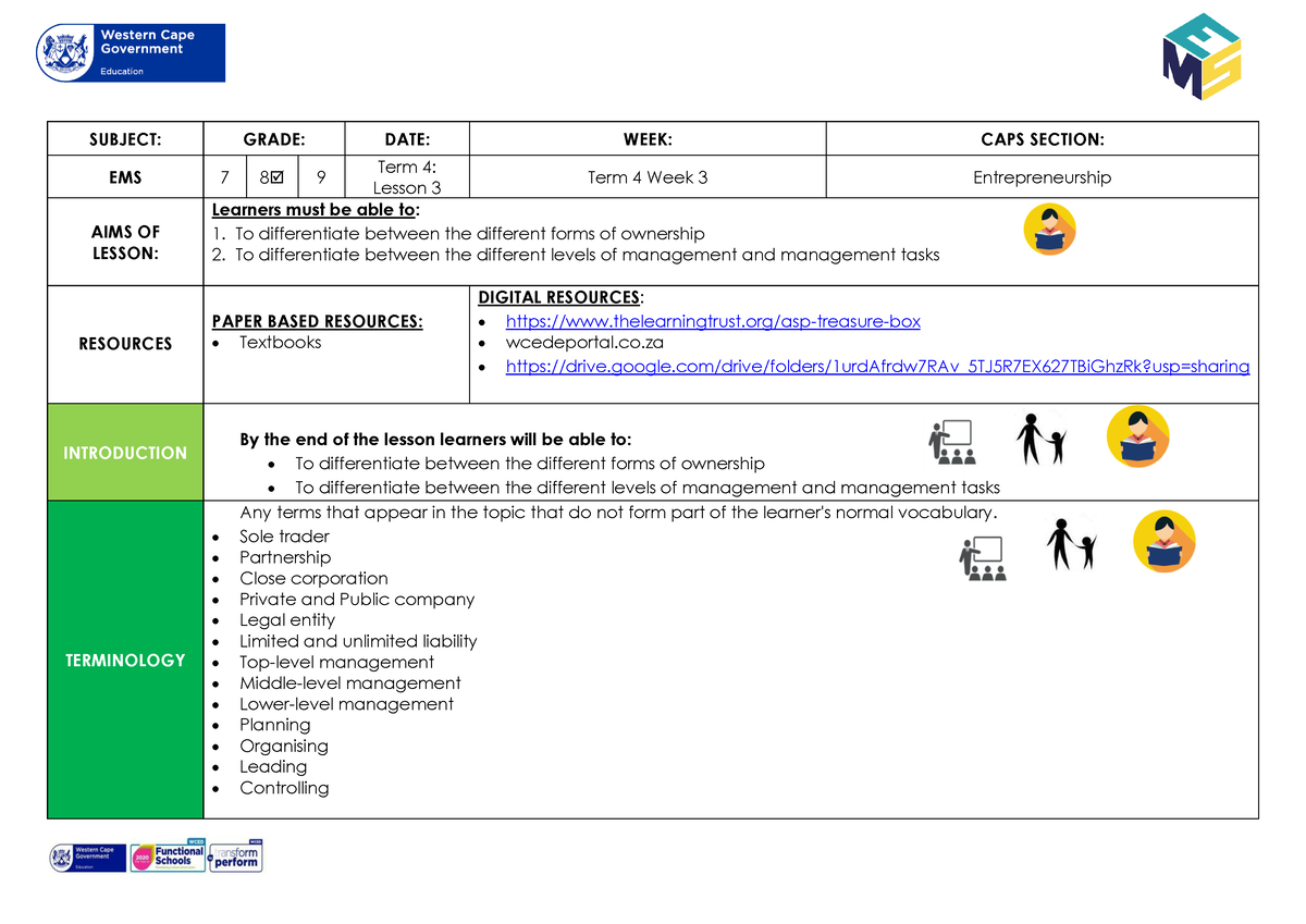 ems grade 8 term 3 case study forms of ownership