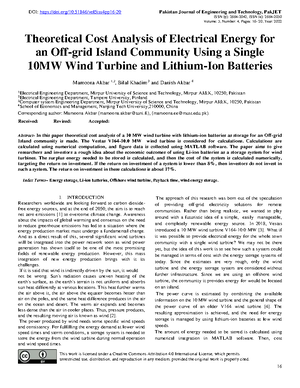 Theoretical Cost Analysis of Electrical Energy