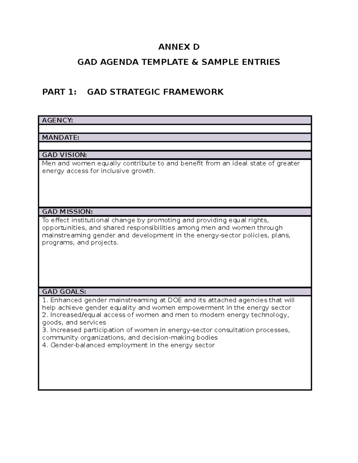 GAD-Strategic-Framework - ANNEX D GAD AGENDA TEMPLATE & SAMPLE ENTRIES ...