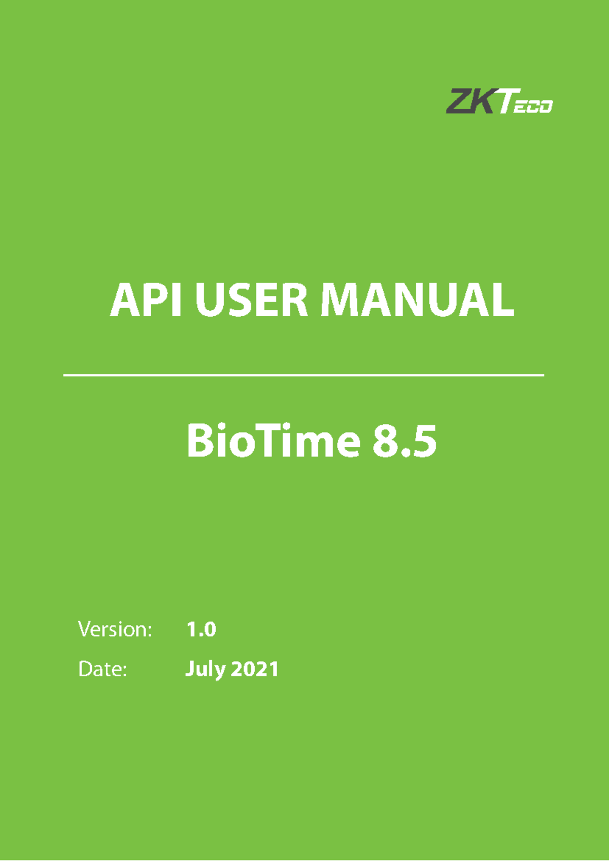 Bio Time 8.5 API User Manual - API USER MANUAL BioTime 8. Version: 1 ...