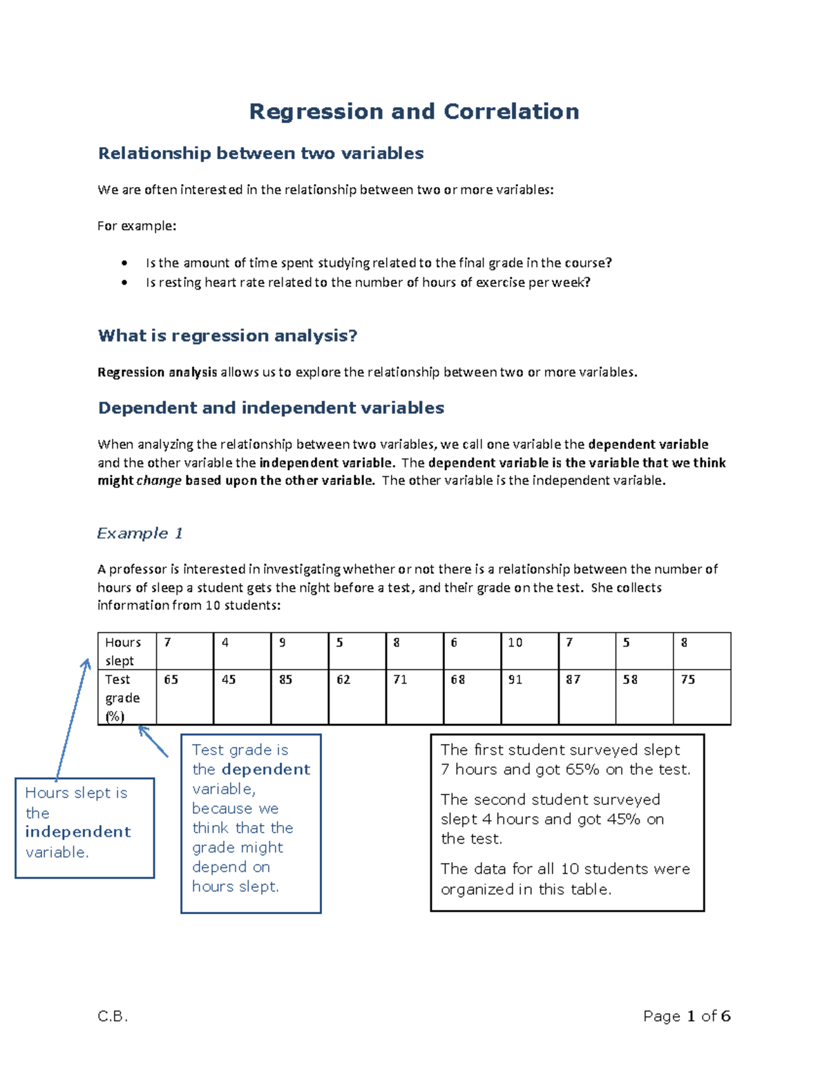 04 - Regression and Correlation - Regression and Correlation ...