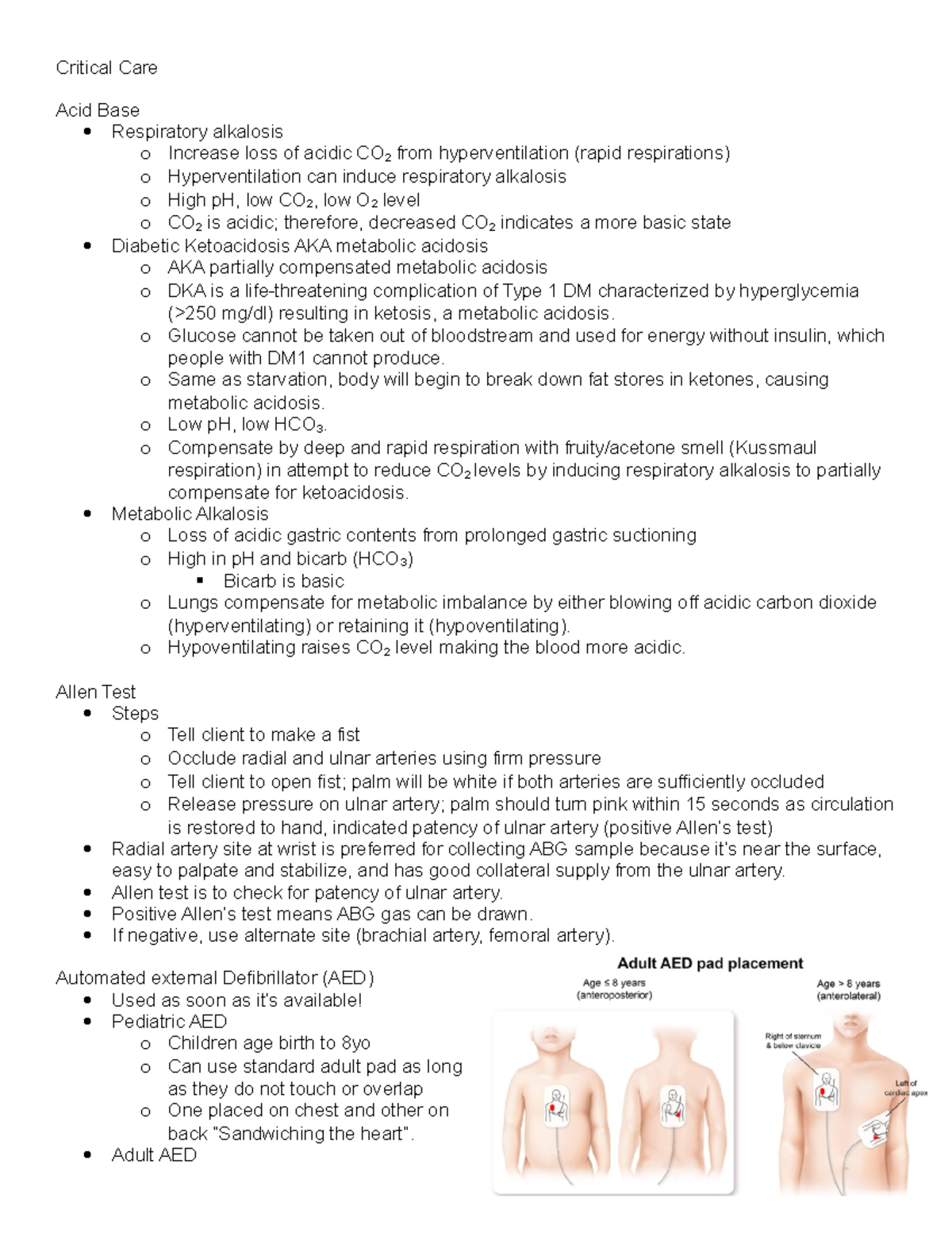 Critical Care NCLEX - Critical Care Acid Base Respiratory alkalosis o ...