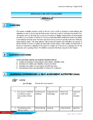 Item analysis and validation