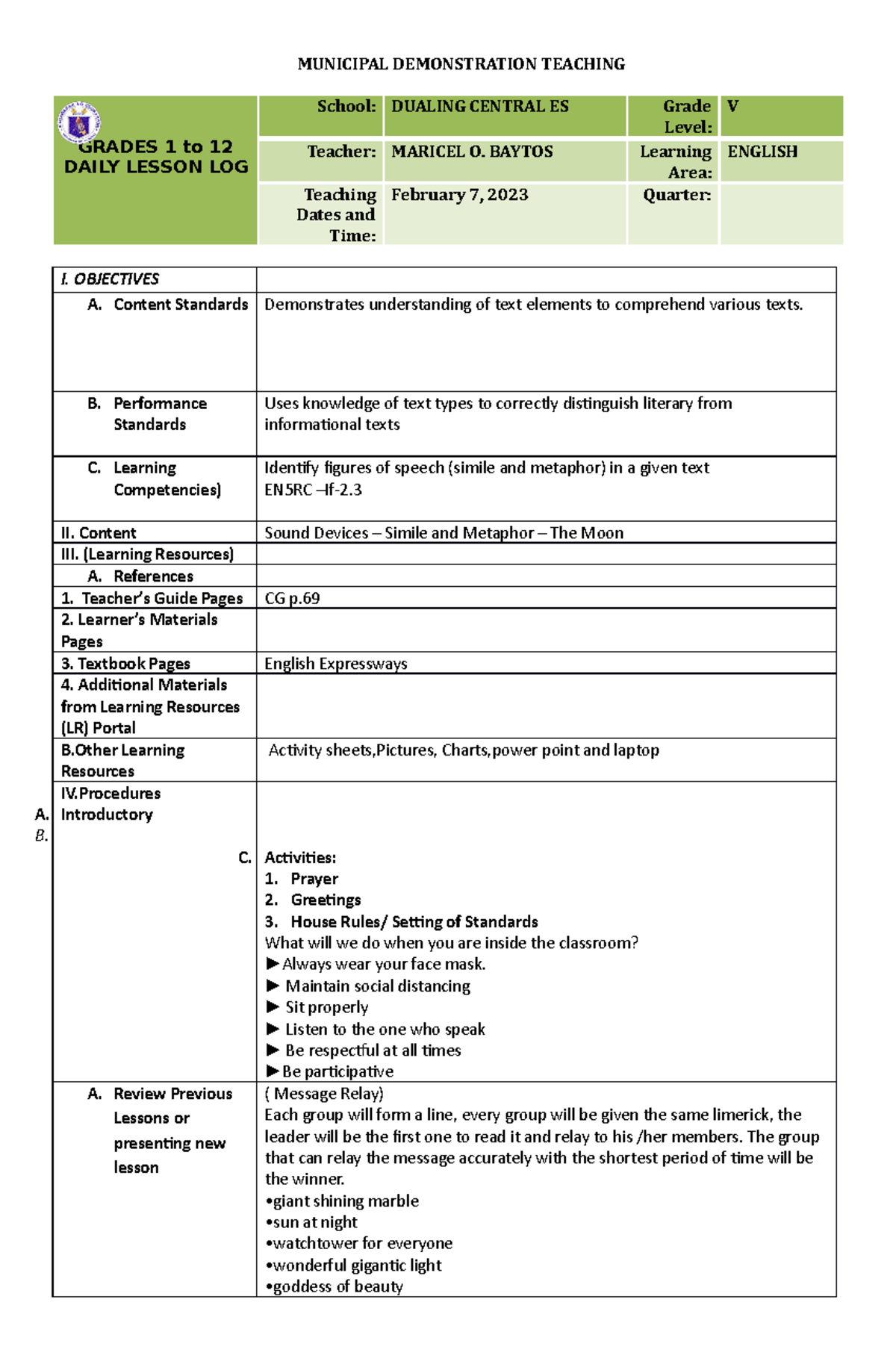 COT-ENG-1ST-Q- Simile-AND-META - MUNICIPAL DEMONSTRATION TEACHING ...