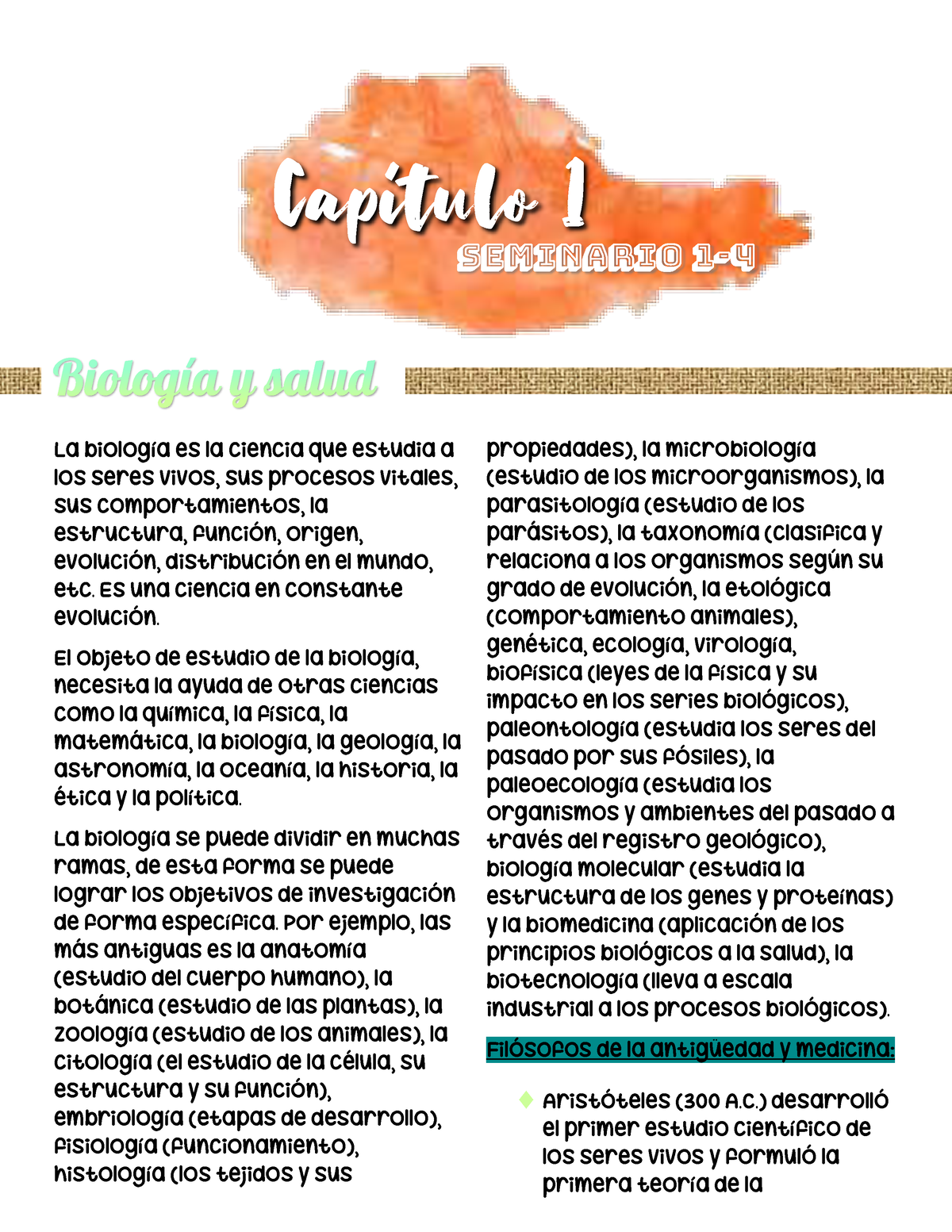 Capítulo 1 Biología - Resumen. - CapÌtulo 1 La BiologÌa Es La Ciencia ...