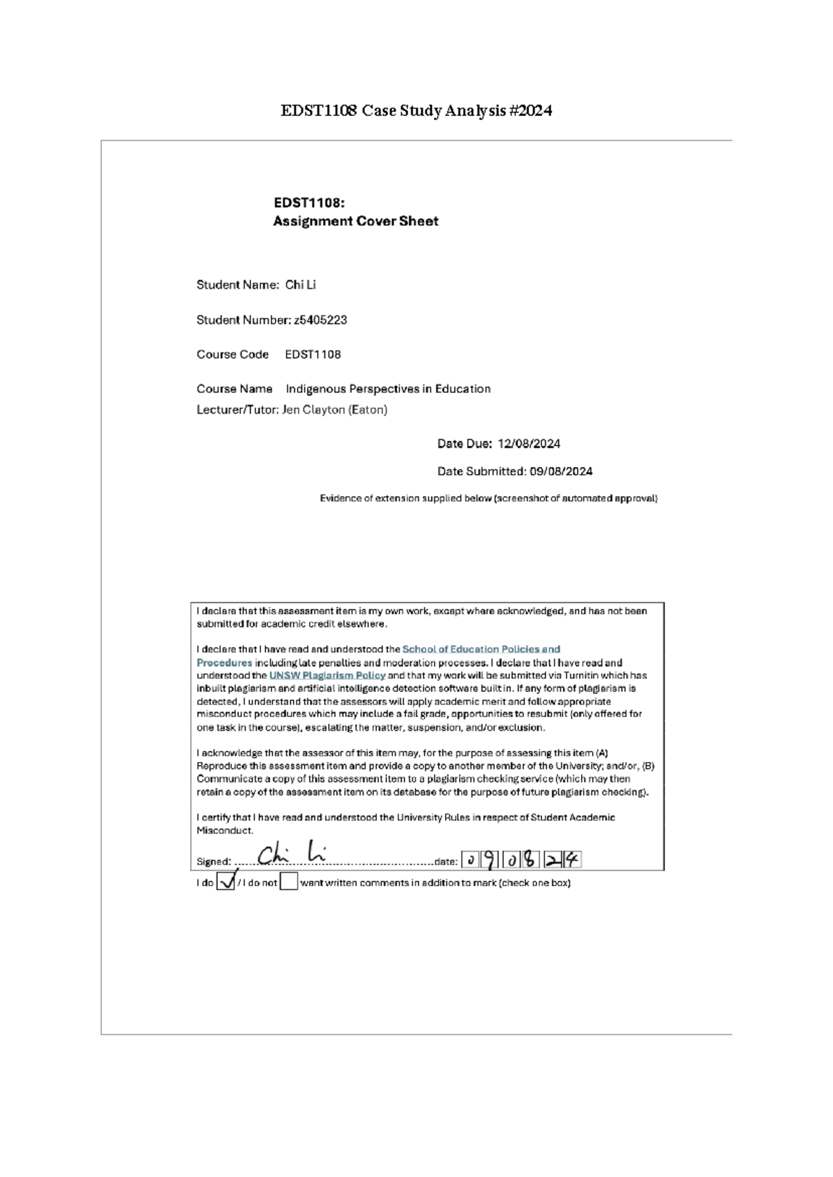 EDST1108 Case Study Analysis #2024 - EDST1108 Case Study Analysis ...