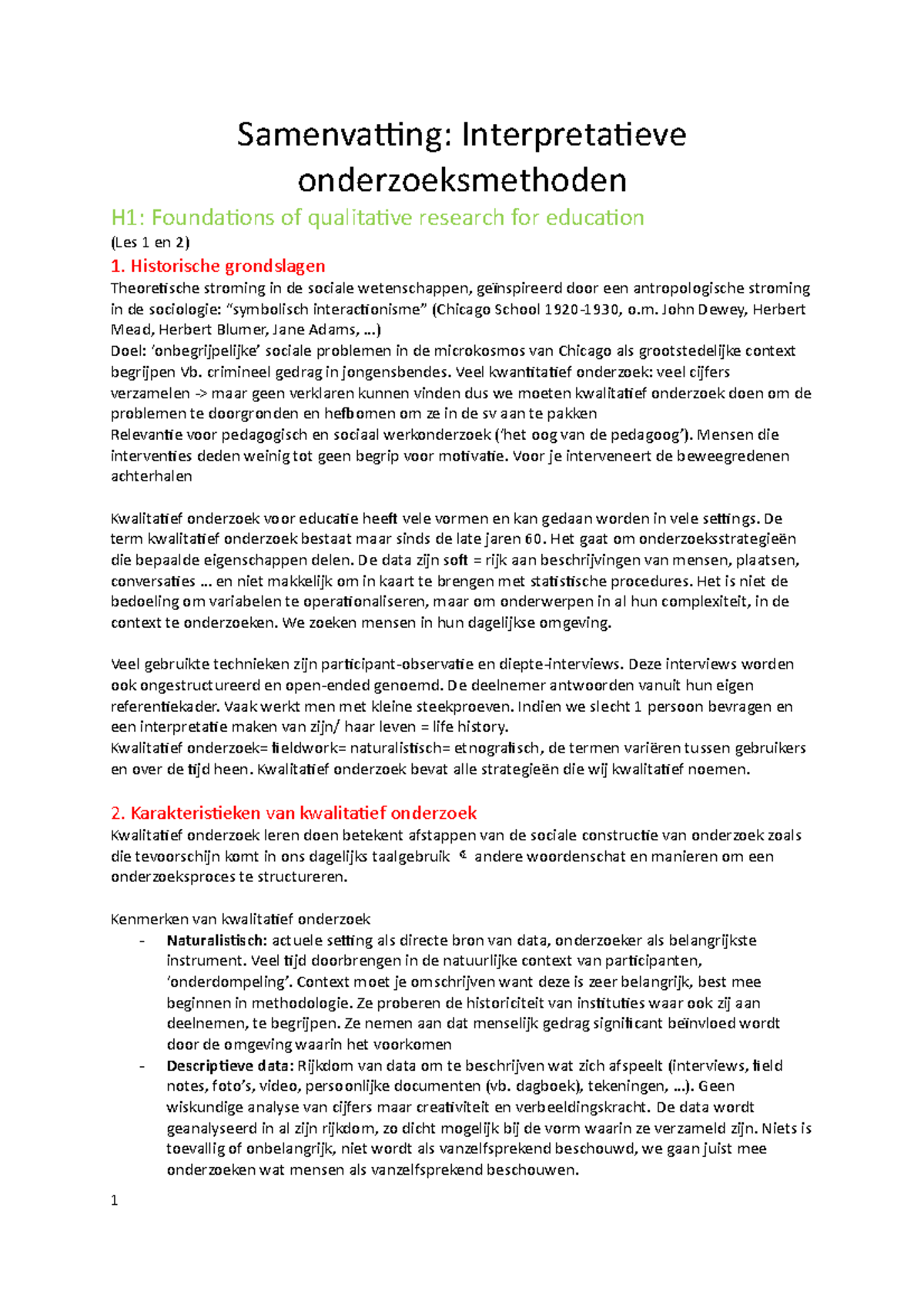 Samenvatting Interpretatieve - Samenvatting: Interpretatieve ...