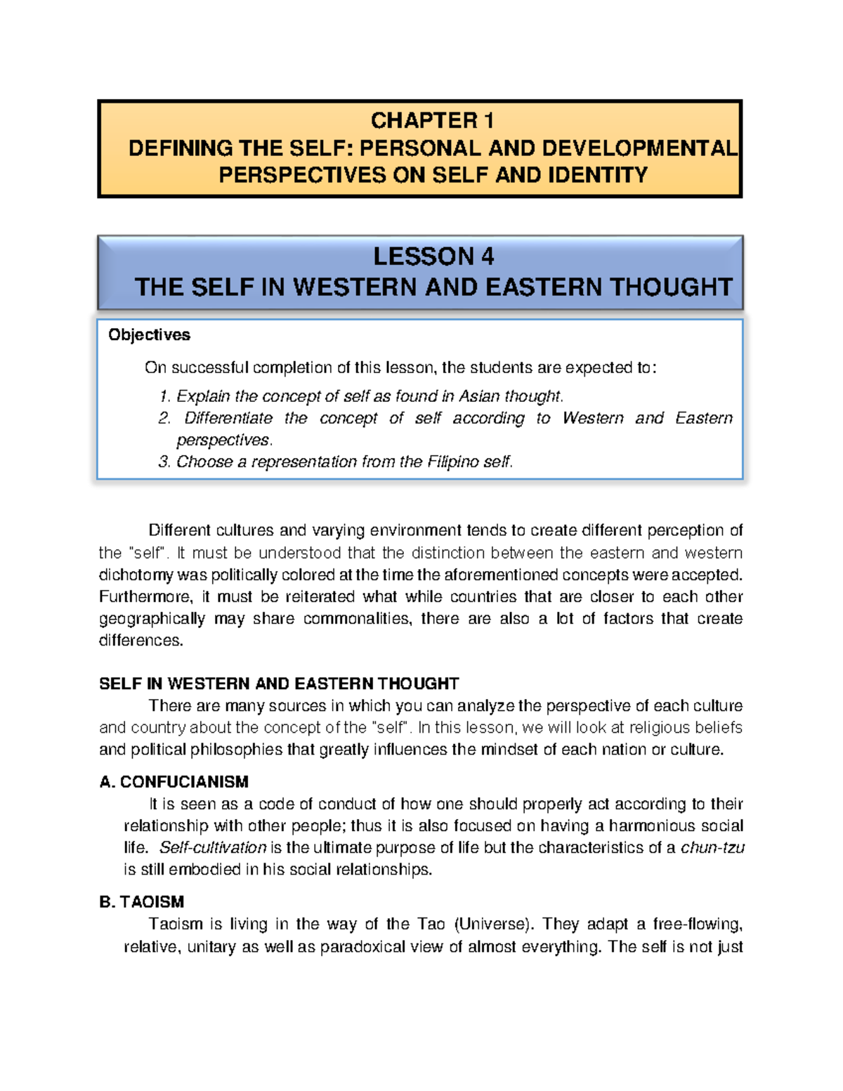 chapter-1-lesson-4-the-self-in-eastern-and-western-thought