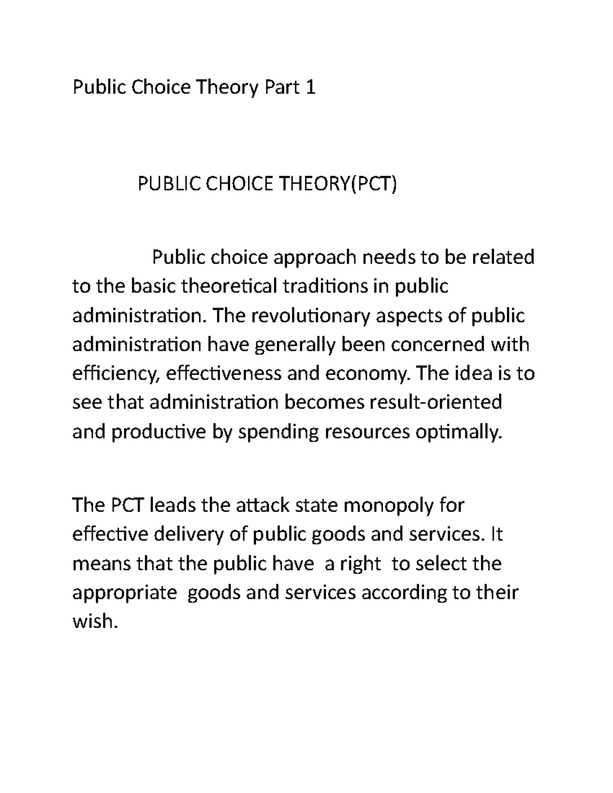 Public Choice Theory - Public Choice Theory Part 1 PUBLIC CHOICE THEORY ...