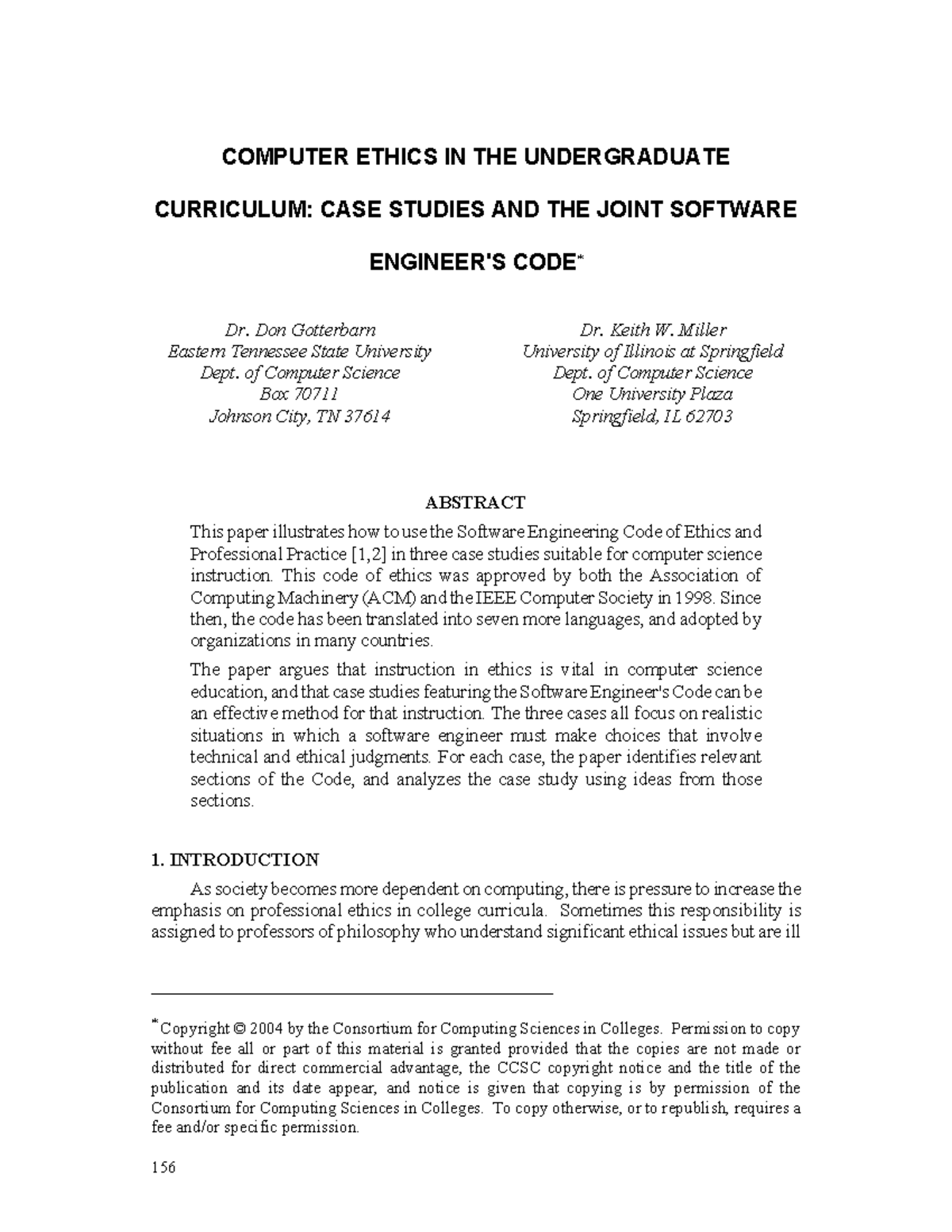 Computer Ethics In UGCurriculum ...