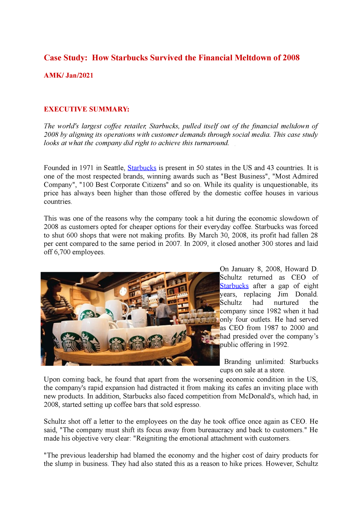 starbucks case study 2008