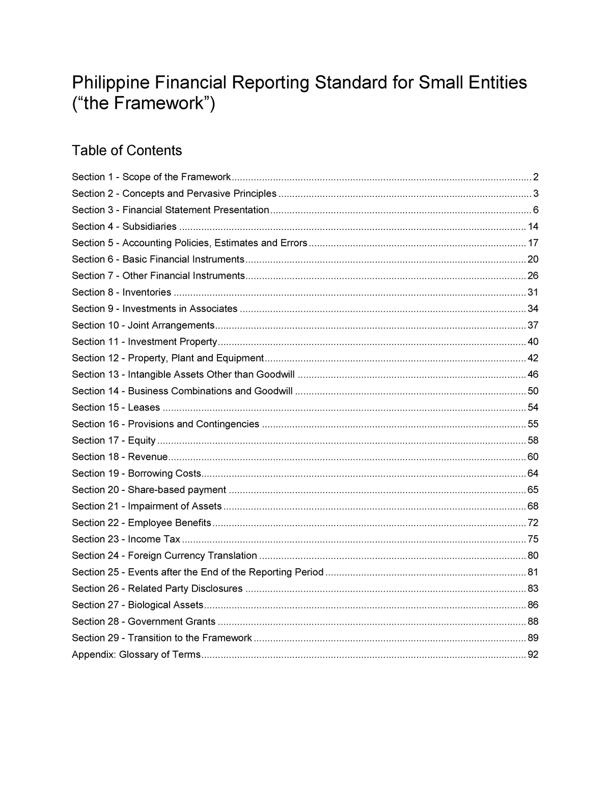 PFRS FOR Small Entities - Philippine Financial Reporting Standard For ...