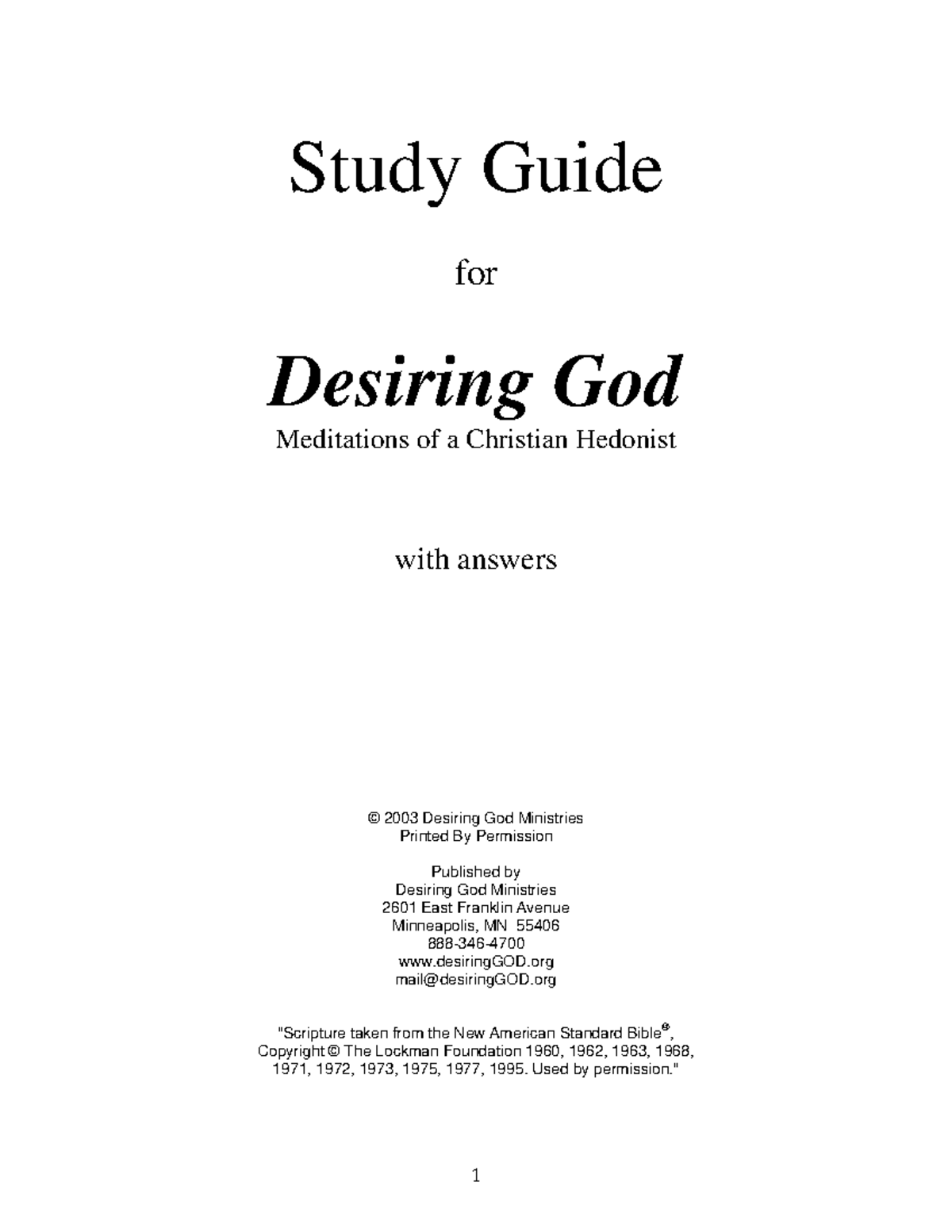 Desiring God Study Guide - Study Guide for Desiring God Meditations of ...