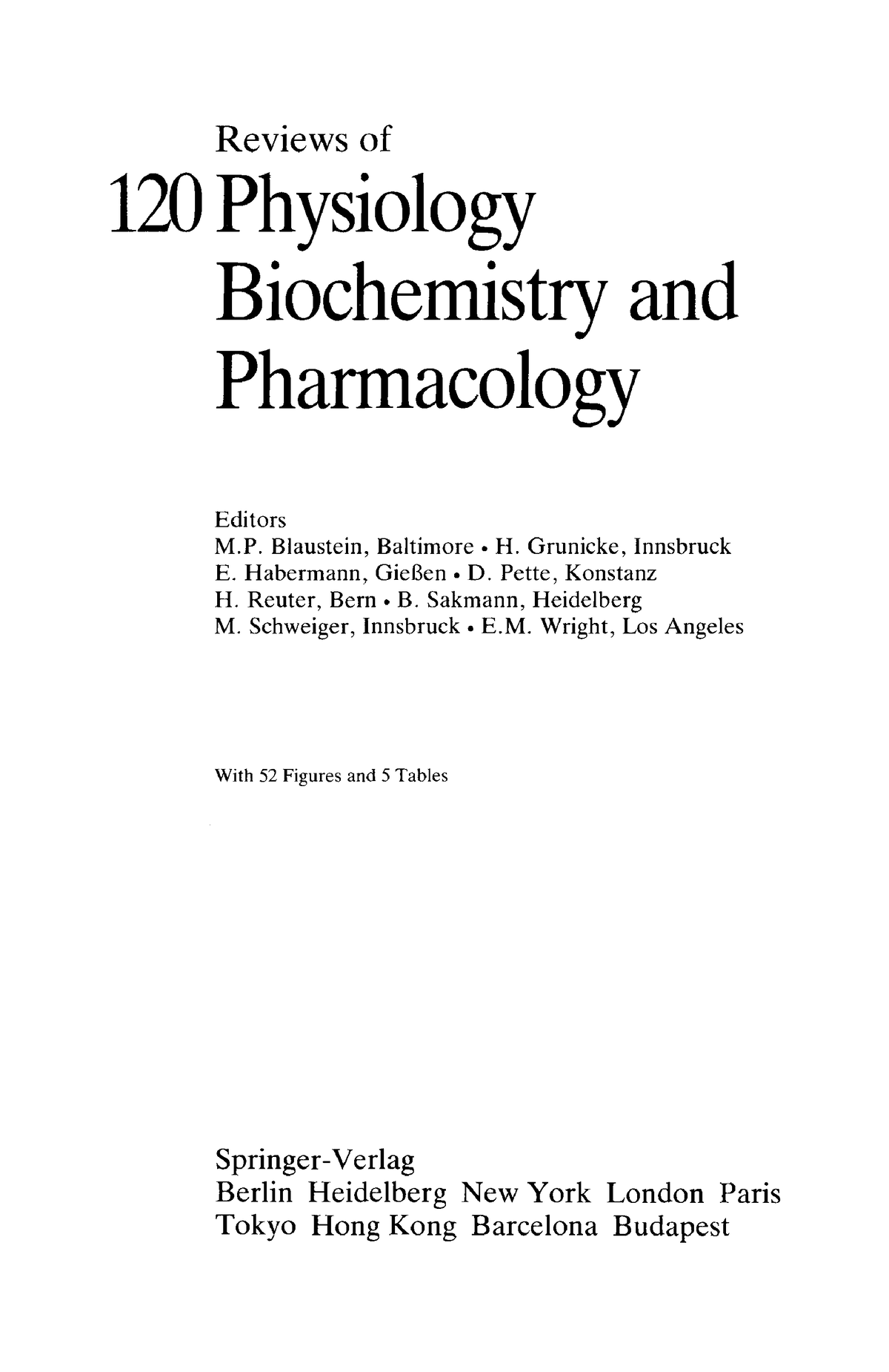 Reviews Of Physiology, Biochemistry And Pharmacology, Volume 120 ...