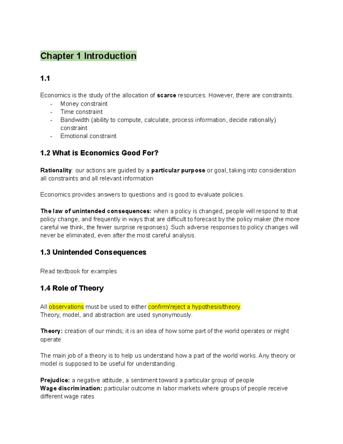 ECON Notes - Chapter 1 Introduction 1. Economics is the study of the ...