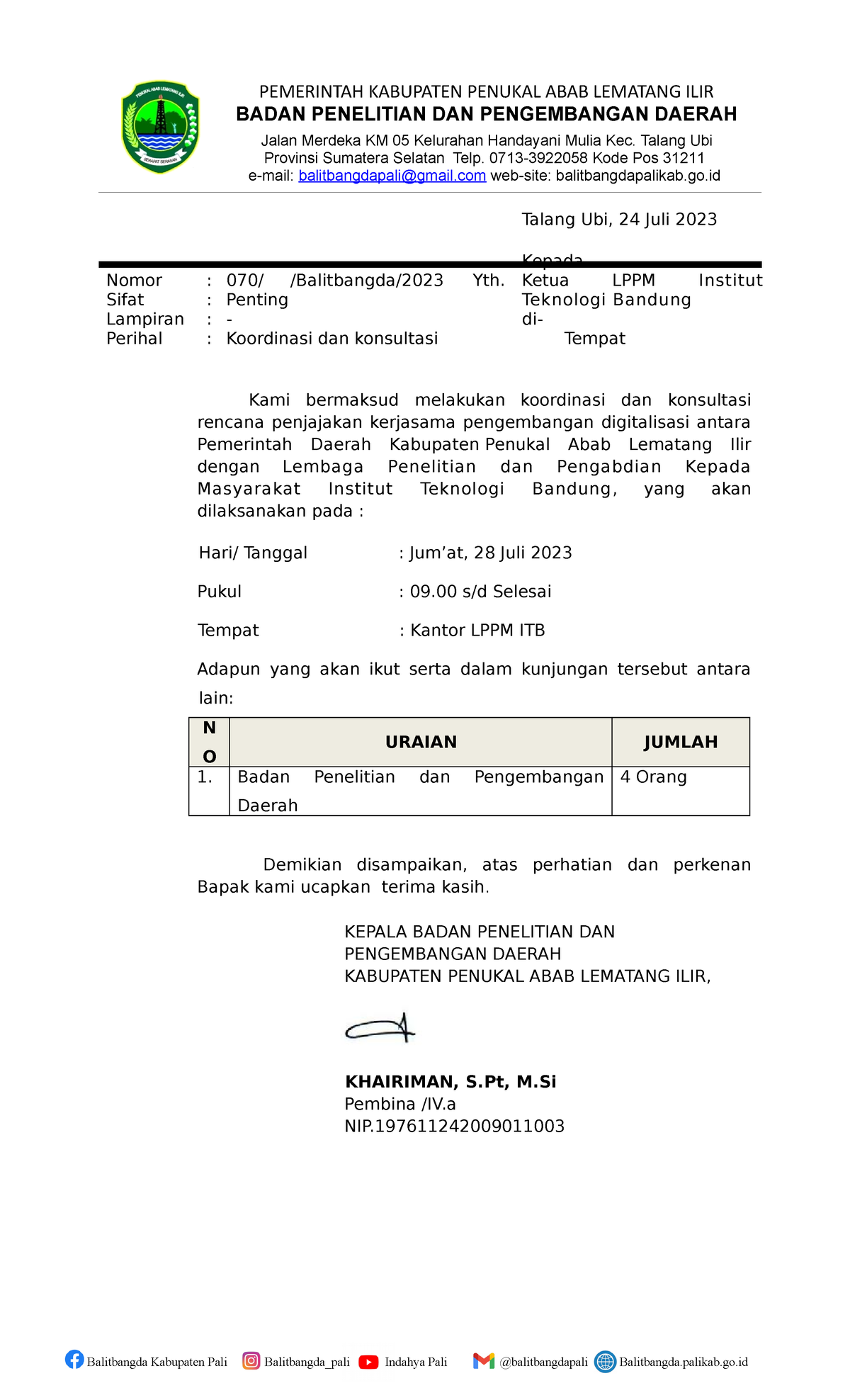 LPPM ITB - LPPM ITB - PEMERINTAH KABUPATEN PENUKAL ABAB LEMATANG ILIR ...