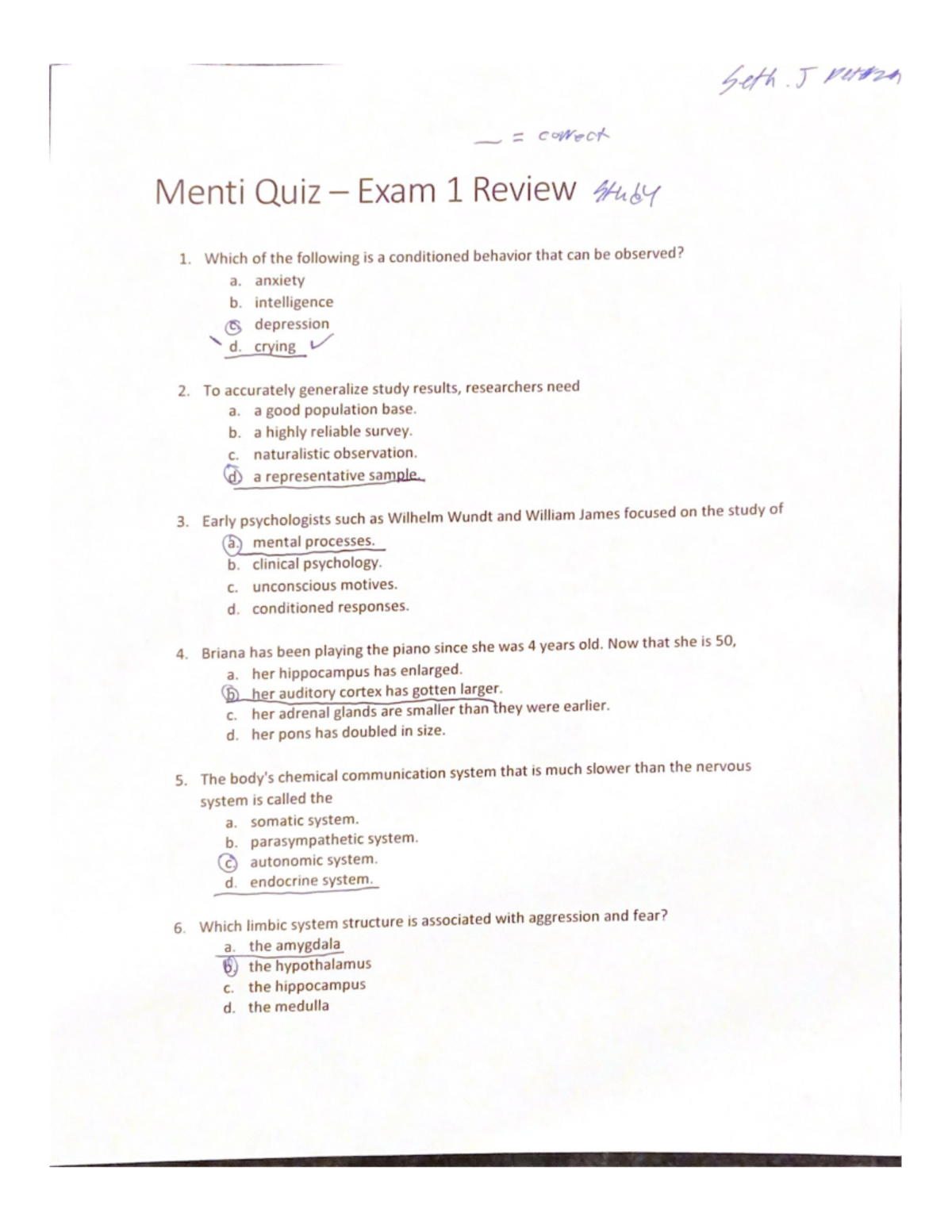 Exam 1 Quiz - Practice And Review Quiz For Exam 1 - PSYC-2301 - Studocu