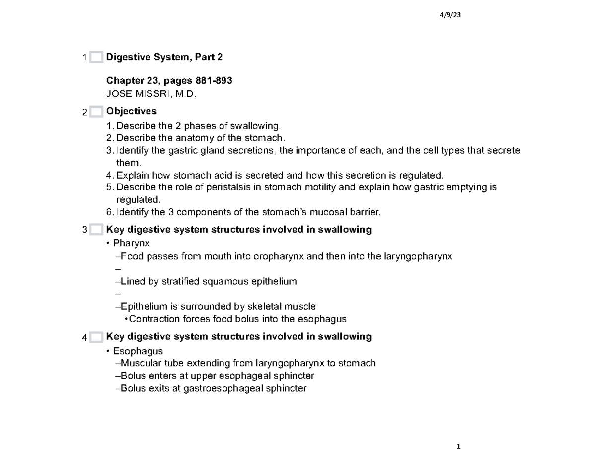 Lecture 12 Digestive System, Part 2(2) 4/9/ 1 Digestive System, Part 2 Chapter 23, pages 881