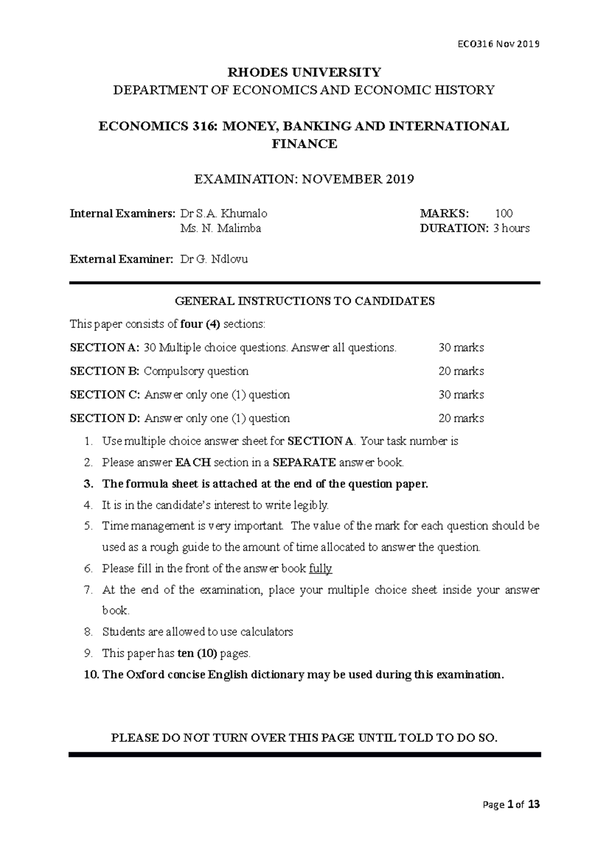 Eco316 Money Banking International Finance nov 2019 final ruconnected