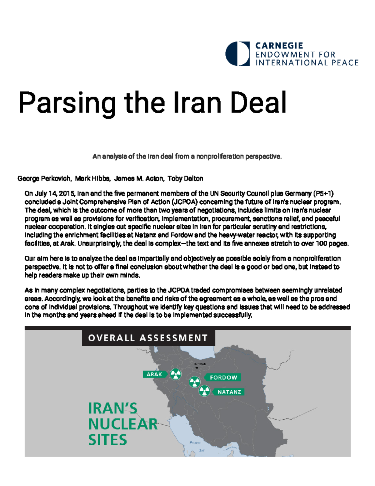 Parsing The Iran Deal - Carnegie Endowment For International Peace ...