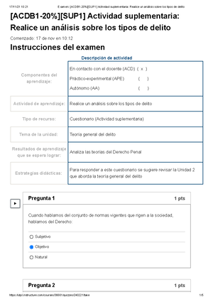 Examen Acdb Sup Actividad Suplementaria Analice El Pago Como