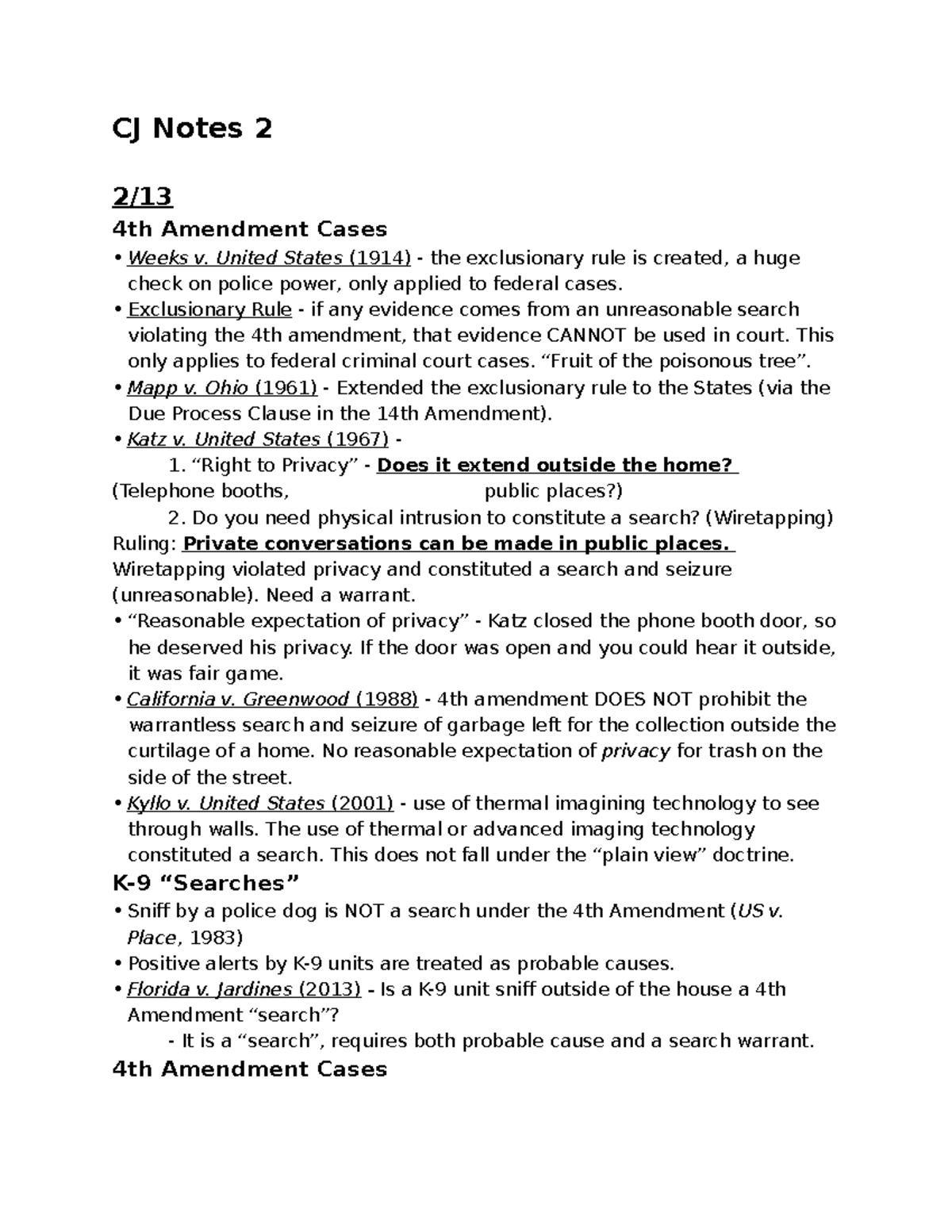 CJ Notes 2 (Word) - Review for Douglas Klutz's second CJ exam - CJ ...