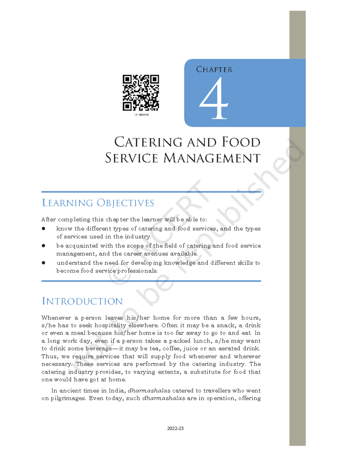 Catering and Food Service Learning Objectives After completing this