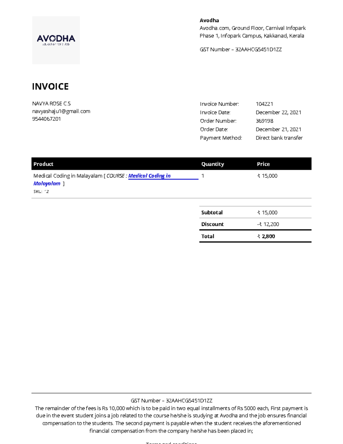 1641113459574 1641113452386 invoice-104221 - Avodha Avodha, Ground ...