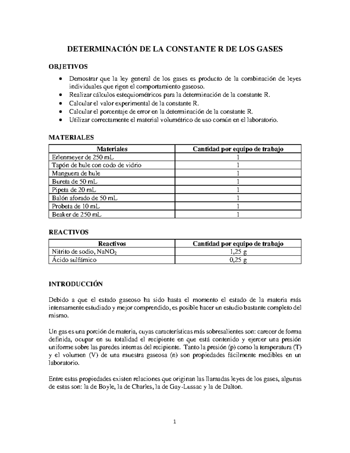 Práctica 21. Determinación de la constante R - DETERMINACIÓN DE LA ...