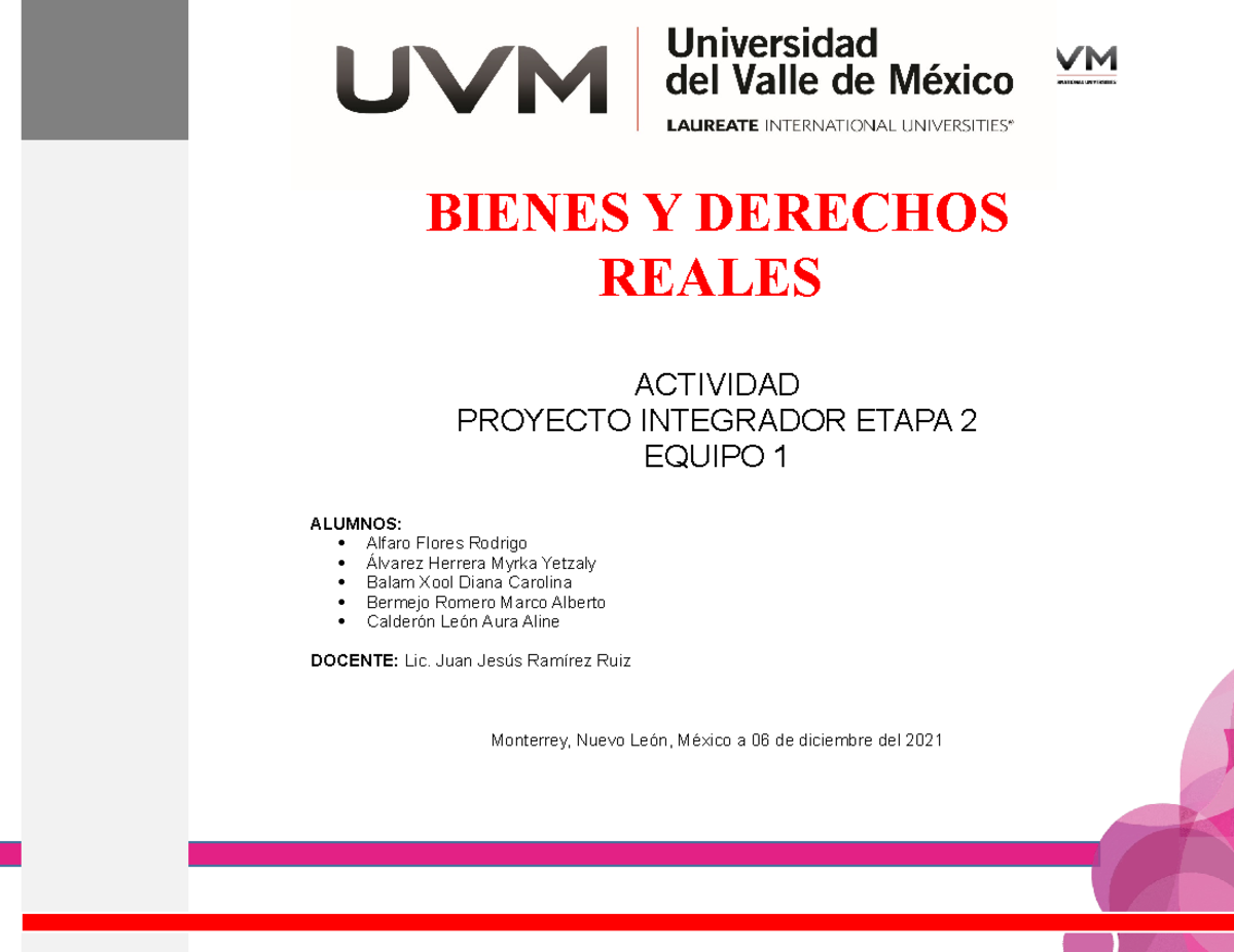 A6 Equipo 1 - derechos y bienes reales - BIENES Y DERECHOS REALES
