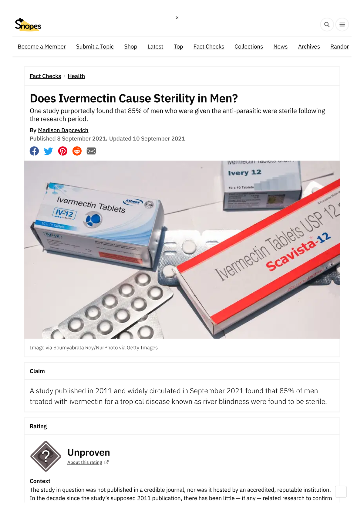 Does Ivermectin Cause Sterility In Men Snopes - Become A Member Submit ...