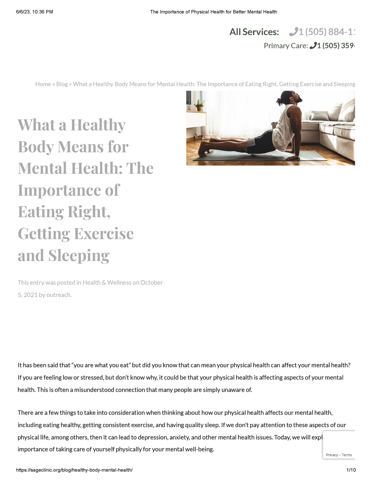 The Importance of Physical Health for Better Mental Health