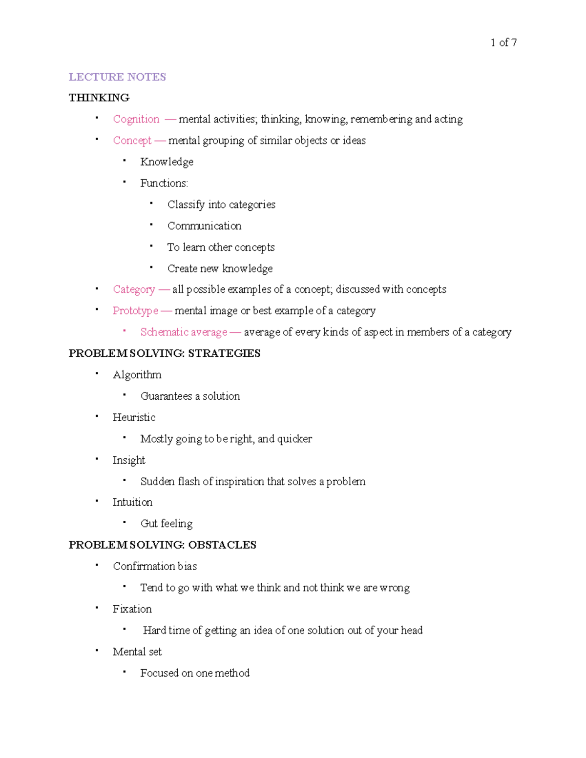 Week 8 notes pdf - Language and thinking - LECTURE NOTES THINKING ...