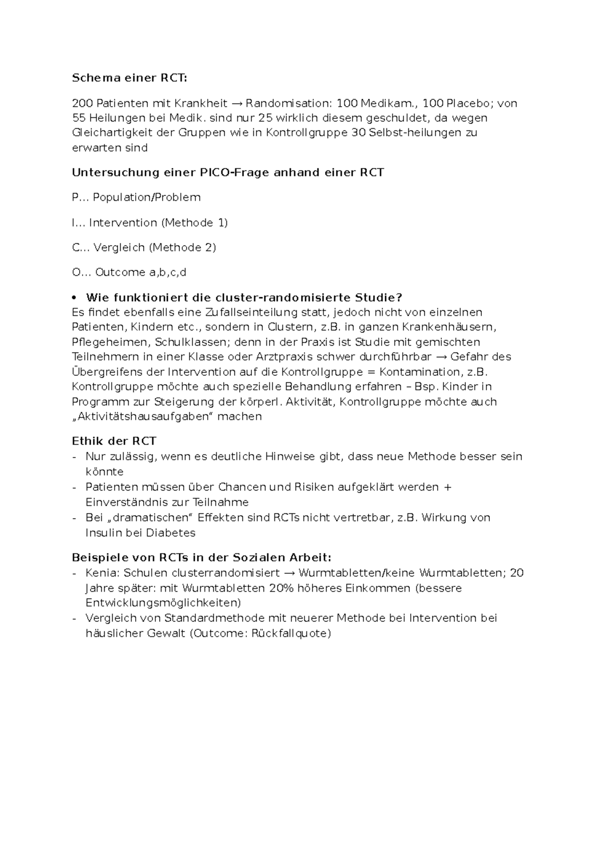 Schema einer RCT - Schema einer RCT: 200 Patienten mit Krankheit → ...
