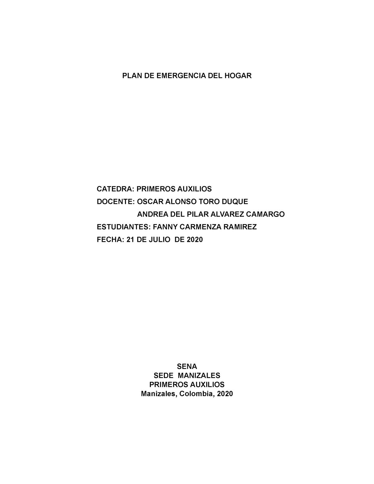 PLAN Basico DE Emergencia PARA EL Hogar - PLAN DE EMERGENCIA DEL HOGAR ...